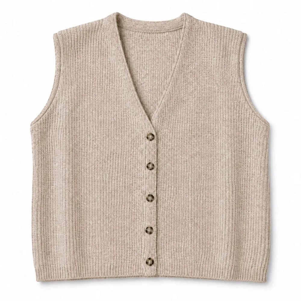 Eddie Bauer Vintage Sweater Vest Men Medium Tan USA Grandpacore Academic Layer